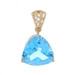 Yellow Gold Blue Topaz Solitaire Pendant - 14k Trillion 4.75ct Milgrain Yellow Gold Blue Topaz Solitaire Pendant - 14k Trillion 4.75ct Milgrain