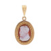 Yellow Gold Banded Agate Vintage Solitaire Pendant - 14k Carved Cameo Silhouette Yellow Gold Banded Agate Vintage Solitaire Pendant - 14k Carved Cameo Silhouette