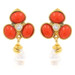 Yellow Gold Coral & Pearl Earrings -18k Clover & Snake Studs w/ Dangle Enhancers Yellow Gold Coral & Pearl Earrings -18k Clover & Snake Studs w/ Dangle Enhancers