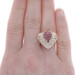 Yellow Gold Ruby Diamond Cluster Cocktail Ring - 14k Round 2.04ctw Heart Leaf Yellow Gold Ruby Diamond Cluster Cocktail Ring - 14k Round 2.04ctw Heart Leaf