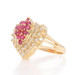 Yellow Gold Ruby Diamond Cluster Cocktail Ring - 14k Round 2.04ctw Heart Leaf Yellow Gold Ruby Diamond Cluster Cocktail Ring - 14k Round 2.04ctw Heart Leaf