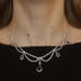 White Gold Sapphire Diamond Halo Dangle Necklace 15 3/4" - 18k Pear 7.25ctw White Gold Sapphire Diamond Halo Dangle Necklace 15 3/4" - 18k Pear 7.25ctw