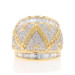 Yellow Gold Diamond Cluster Dome Cocktail Band - 18k Round & Baguette Ring Sz 6