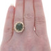 Yellow Gold Nephrite Jade Cocktail Solitaire Ring -14k Oval Cabochon Leaf Border Yellow Gold Nephrite Jade Cocktail Solitaire Ring -14k Oval Cabochon Leaf Border