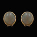 Yellow Gold Opal Large Stud Earrings - 14k Oval Cabochon Pierced