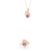 Yellow Gold Amethyst Lab-Created Opal Dia Heart Ring & Pendant Necklace Set 10k Yellow Gold Amethyst Lab-Created Opal Dia Heart Ring & Pendant Necklace Set 10k