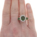 Yellow Gold Chrome Diopside White Topaz Three-Stone Halo Ring - 10k Oval 3.24ctw Yellow Gold Chrome Diopside White Topaz Three-Stone Halo Ring - 10k Oval 3.24ctw