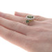 Yellow Gold Chrome Diopside White Topaz Three-Stone Halo Ring - 10k Oval 3.24ctw Yellow Gold Chrome Diopside White Topaz Three-Stone Halo Ring - 10k Oval 3.24ctw