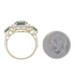 Yellow Gold Chrome Diopside White Topaz Three-Stone Halo Ring - 10k Oval 3.24ctw Yellow Gold Chrome Diopside White Topaz Three-Stone Halo Ring - 10k Oval 3.24ctw