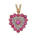 Yellow Gold Ruby Diamond Heart Cluster Halo Pendant 14k Heart Round .86ctw Love Yellow Gold Ruby Diamond Heart Cluster Halo Pendant 14k Heart Round .86ctw Love