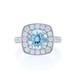 White Gold Aquamarine Diamond Halo Ring 14k Round Portuguese 2.54ctw Engagement White Gold Aquamarine Diamond Halo Ring 14k Round Portuguese 2.54ctw Engagement