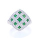 White Gold Tsavorite Garnet Diamond Cluster Cocktail Ring 18k Square1.72ctw Halo White Gold Tsavorite Garnet Diamond Cluster Cocktail Ring 18k Square1.72ctw Halo