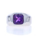White Gold Amethyst Diamond Men's Ring - 14k Cushion 3.18ctw Sz 8 1/2 White Gold Amethyst Diamond Men's Ring - 14k Cushion 3.18ctw Sz 8 1/2