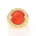 Yellow Gold Coral Cocktail Solitaire Ring - 18k Greek Key Yellow Gold Coral Cocktail Solitaire Ring - 18k Greek Key
