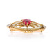 Yellow Gold Lab-Created Ruby Pearl Dia Edwardian Brooch 10k 1.75ctw Antique Pin Yellow Gold Lab-Created Ruby Pearl Dia Edwardian Brooch 10k 1.75ctw Antique Pin