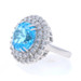 White Gold Blue Topaz & Diamond Double Halo Ring - 14k Round Portuguese 8.76ct White Gold Blue Topaz & Diamond Double Halo Ring - 14k Round Portuguese 8.76ct