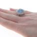 White Gold Blue Topaz & Diamond Double Halo Ring - 14k Round Portuguese 8.76ct White Gold Blue Topaz & Diamond Double Halo Ring - 14k Round Portuguese 8.76ct