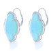 White Gold Chalcedony & Diamond Halo Drop Earrings 18k .65ctw Quatrefoil Pierced