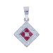 White Gold Ruby & Diamond Cluster Halo Pendant - 14k Round .51ctw White Gold Ruby & Diamond Cluster Halo Pendant - 14k Round .51ctw