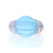 White Gold Blue Topaz Diamond Ring - 18k Carved Matte Finish 19.94ctw Sz 6 White Gold Blue Topaz Diamond Ring - 18k Carved Matte Finish 19.94ctw Sz 6