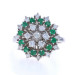 White Gold Diamond Emerald Cluster Cocktail Halo Ring - 14k Round .98ctw Floral White Gold Diamond Emerald Cluster Cocktail Halo Ring - 14k Round .98ctw Floral