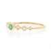 Yellow Gold Emerald & Diamond Band - 14k Round .18ctw Milgrain Ring