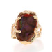 Yellow Gold Fire Agate Cocktail Solitaire Ring - 14k Oval Cabochon Yellow Gold Fire Agate Cocktail Solitaire Ring - 14k Oval Cabochon