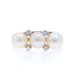 White Gold Cultured Pearl & Diamond Vintage Three-Stone Ring - 14k White Gold Cultured Pearl & Diamond Vintage Three-Stone Ring - 14k