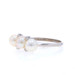 White Gold Cultured Pearl & Diamond Vintage Three-Stone Ring - 14k White Gold Cultured Pearl & Diamond Vintage Three-Stone Ring - 14k