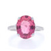 White Gold Pink Tourmaline Vintage Cocktail Solitaire Ring - 14k Oval 4.72ct