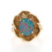 Yellow Gold Opal Flower Cocktail Solitaire Ring - 14k Oval Cabochon Triplet Yellow Gold Opal Flower Cocktail Solitaire Ring - 14k Oval Cabochon Triplet