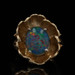 Yellow Gold Opal Flower Cocktail Solitaire Ring - 14k Oval Cabochon Triplet Yellow Gold Opal Flower Cocktail Solitaire Ring - 14k Oval Cabochon Triplet