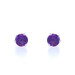 White Gold Amethyst Stud Earrings - 14k Round Checkerboard 1.40ctw Pierced