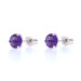 White Gold Amethyst Stud Earrings - 14k Round Checkerboard 1.40ctw Pierced