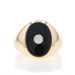 Yellow Gold Diamond & Onyx Men's Ring - 14k Round Brilliant Yellow Gold Diamond & Onyx Men's Ring - 14k Round Brilliant