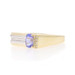 Yellow Gold Tanzanite & Diamond Band - 14k Oval .93ctw Squared Shank Ring Yellow Gold Tanzanite & Diamond Band - 14k Oval .93ctw Squared Shank Ring