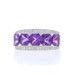 White Gold Amethyst Diamond Five-Stone Band - 14k Buff Top Square 3.24ctw Ring