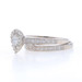 White Gold Diamond Halo Engagement Ring & Wedding Band 14k Pear .54ctw Milgrain