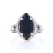 White Gold Onyx Art Deco Cocktail Solitaire Ring - 18k Vintage Filigree Milgrain White Gold Onyx Art Deco Cocktail Solitaire Ring - 18k Vintage Filigree Milgrain