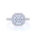 White Gold Cubic Zirconia Halo Ring - 14k Asscher 3.55ctw Milgrain Engagement White Gold Cubic Zirconia Halo Ring - 14k Asscher 3.55ctw Milgrain Engagement