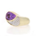 Yellow Gold Amethyst Diamond Leaf Ring - 14k Pear 5.99ctw Brushed Cluster Yellow Gold Amethyst Diamond Leaf Ring - 14k Pear 5.99ctw Brushed Cluster