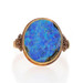 Yellow Gold Opal Edwardian Cocktail Solitaire Ring - 14k Oval Antique Milgrain