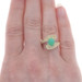 Yellow Gold Chrysoprase & Ruby Bypass Ring - 14k Oval Cabochon 1.15ctw Milgrain
