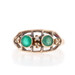 Yellow Gold Simulated Emerald Seed Pearl Art Deco Ring 10k Rnd Vintage Two-Stone Yellow Gold Simulated Emerald Seed Pearl Art Deco Ring 10k Rnd Vintage Two-Stone
