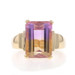 Yellow Gold Ametrine Cocktail Solitaire Ring - 14k Emerald 6.70ct Yellow Gold Ametrine Cocktail Solitaire Ring - 14k Emerald 6.70ct