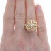 Yellow Gold Ruby & Diamond Halo Ring - 18k Round .50ctw Fleur-de-lis Crown Yellow Gold Ruby & Diamond Halo Ring - 18k Round .50ctw Fleur-de-lis Crown