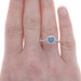 White Gold Blue Diamond Halo Ring - 14k Rnd 1.09ctw Cathedral Engagement Treated White Gold Blue Diamond Halo Ring - 14k Rnd 1.09ctw Cathedral Engagement Treated