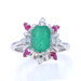 White Gold Emerald, Ruby, & Diamond Halo Ring - 14k Emerald Cut 1.54ctw White Gold Emerald, Ruby, & Diamond Halo Ring - 14k Emerald Cut 1.54ctw
