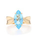 Yellow Gold Blue Topaz Cocktail Solitaire Ring - 14k Marquise 2.50ct