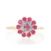 Yellow Gold Ruby Diamond Cluster Cocktail Halo Ring - 14k Round 1.15ctw Floral Yellow Gold Ruby Diamond Cluster Cocktail Halo Ring - 14k Round 1.15ctw Floral